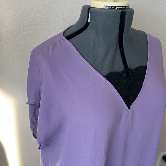 ❌SOLD❌Torrid Georgette Lace Insert Blouse - Picture 2 of 5